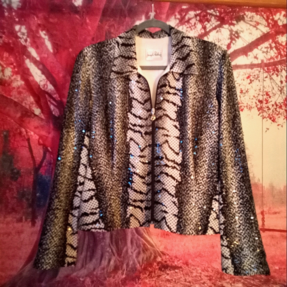 Joseph Ribkoff Animal Print zip up Top